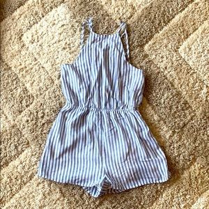 Blue and white romper